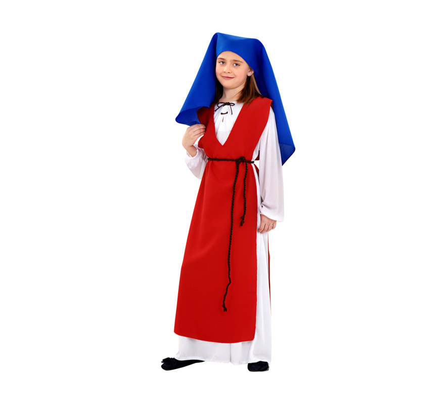 Disfraz de Hilandera para niñas de 10 a 12 años. Incluye túnica, pañuelo, cinturón y peto, Perfecto como disfraz de Posadera Medieval.