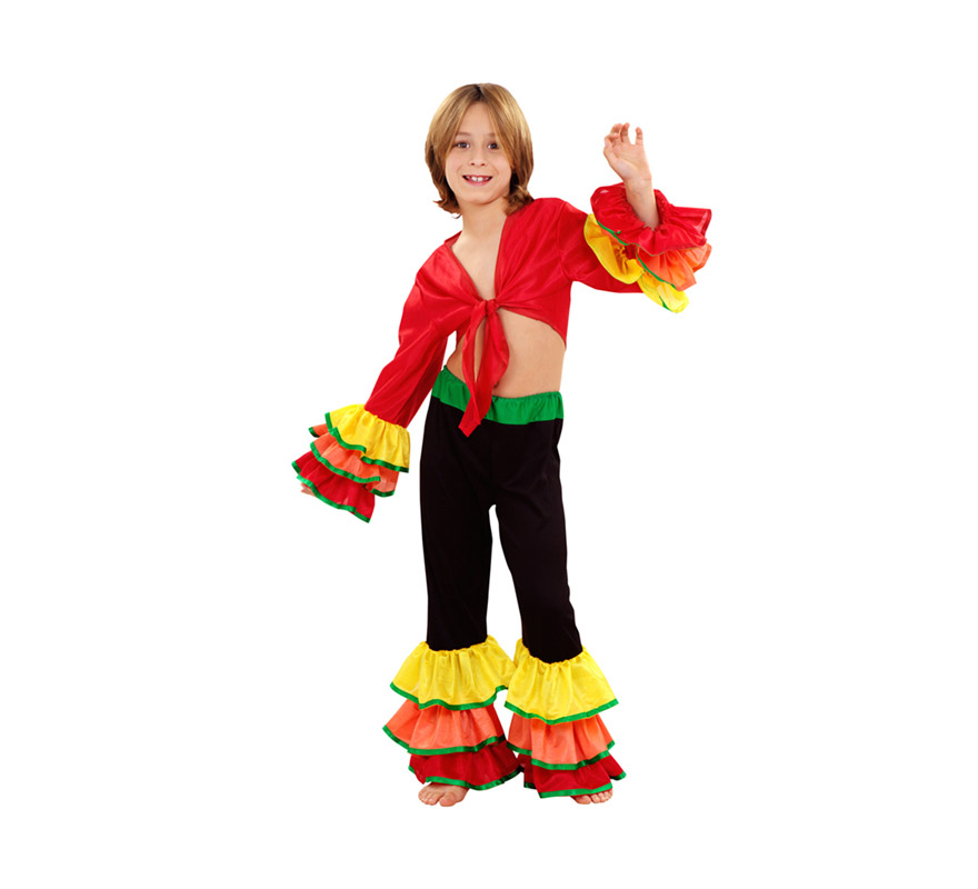 Disfraz de Rumbero para niños de 5 a 6 años. Incluye camisa y pantalón. Disfraz de Caribeño o Brasileño para niños.