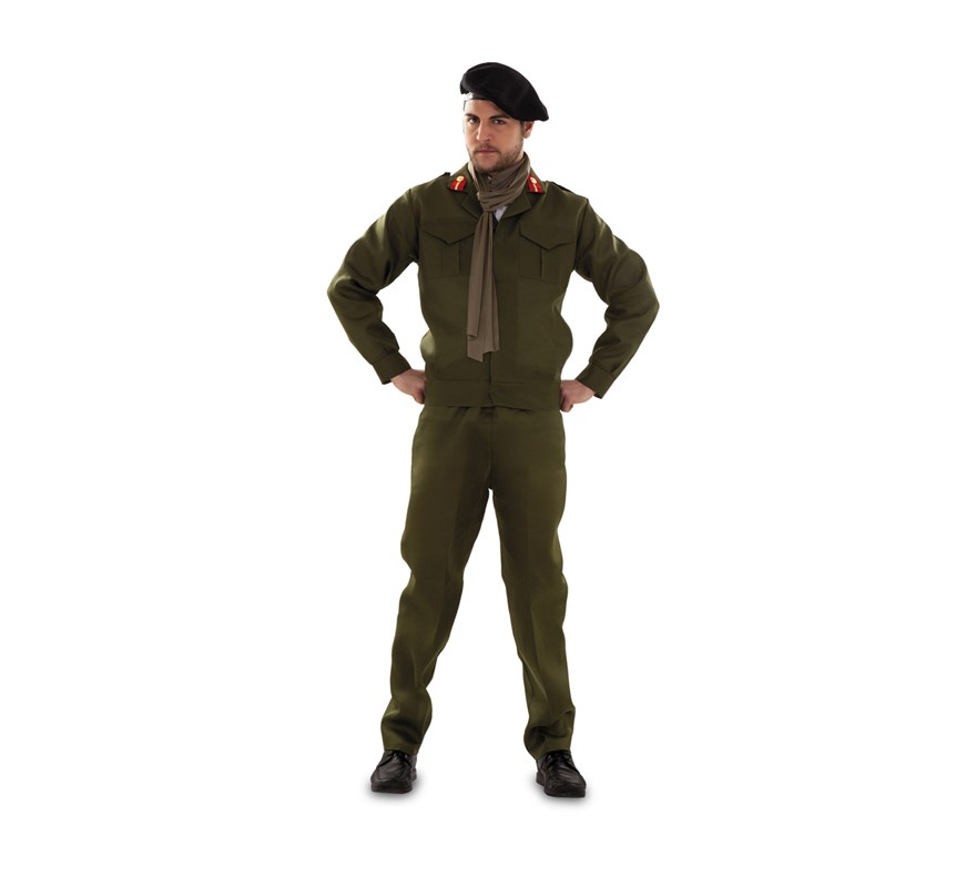 Disfraz de Militar o Montgomery para hombre. Talla standar M-L 52/54. Incluye boina, foulard, chaqueta y pantalón.