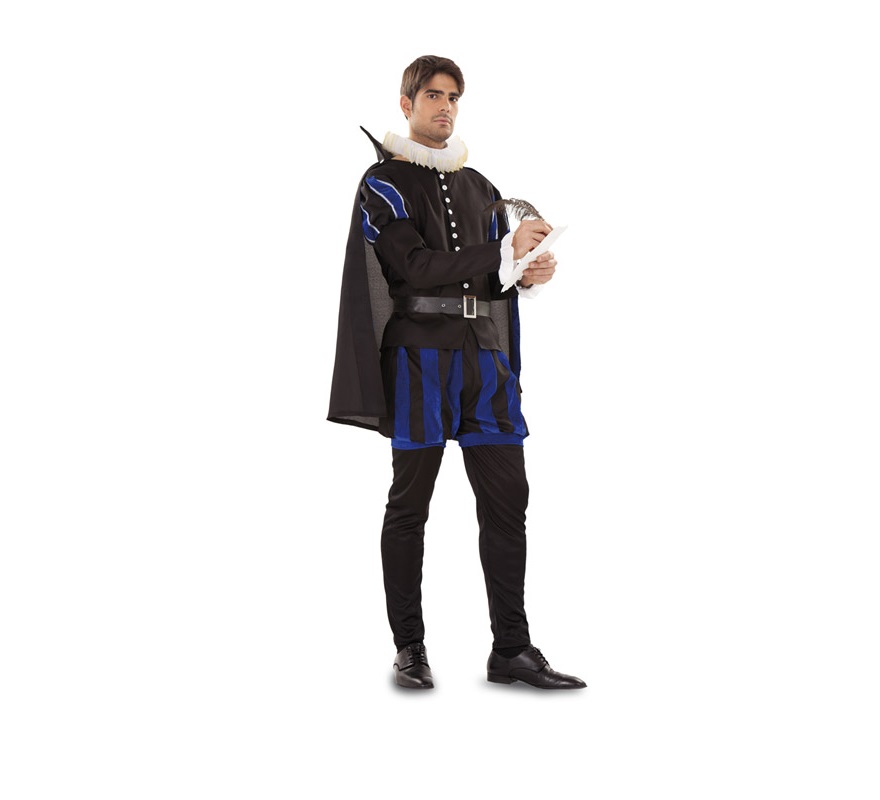 Disfraz de Cervantes Medieval para hombre. Talla standar 52/54. Incluye gorguera, camisa, pantalón corto, pantalón largo y capa. Éste disfraz de Medieval es ideal para celebrar las Fiestas o Ferias Medievales.