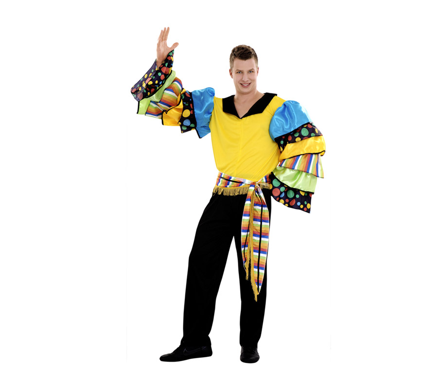 Disfraz de Salsa para hombre. Talla standar M-L 52/54. Incluye pantalón, fajín y camisa. Disfraz de Brasileño, Caribeño o Rumbero para hombre.