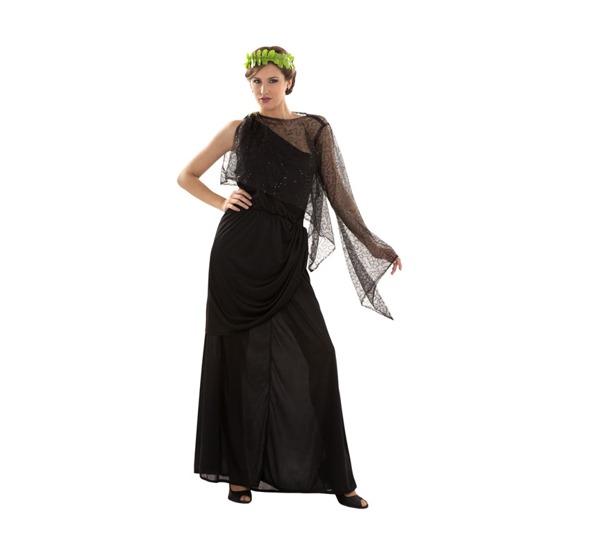 Disfraz de Diosa Plebeya para mujer. Talla Standar M-L = 38/42. Incluye vestido, capa con gasa y tocado.
