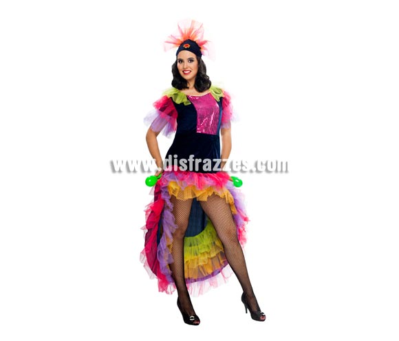 Disfraz de Salsa adulta. Talla XXL = 48/52. Incluye vestido y tocado del pelo. Disfraz de Caribeña, Rumbera o Brasileña para mujer.