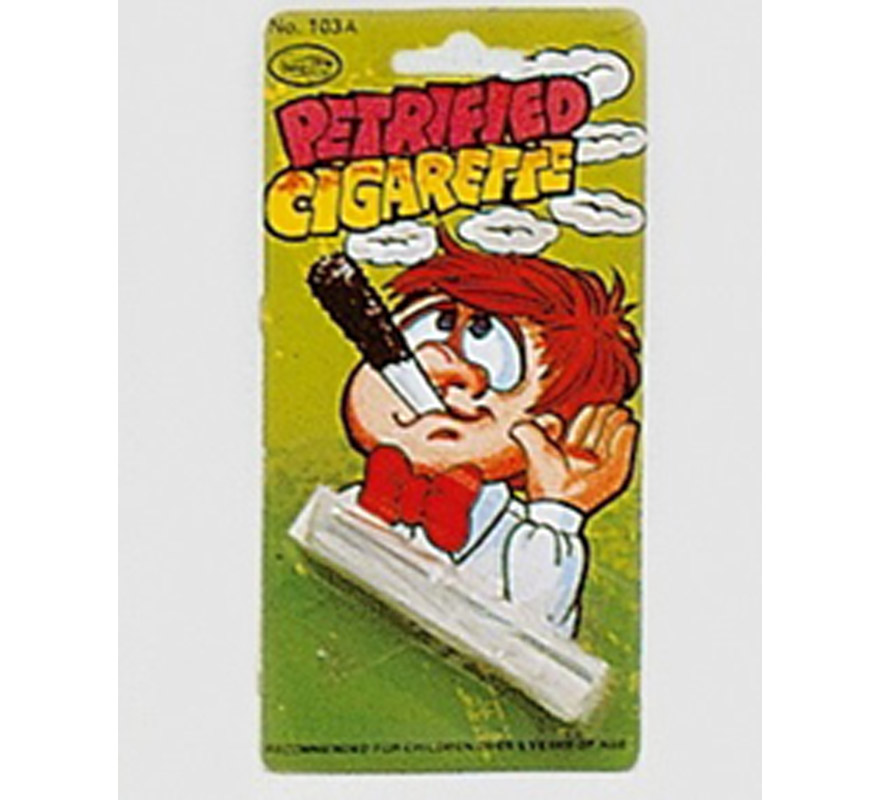 Cigarrillo petrificado. Lleva 2 varillas metálicas. La metes dentro del cigarrillo y no cae la ceniza, por lo tanto te quedas con el que lo está viendo.