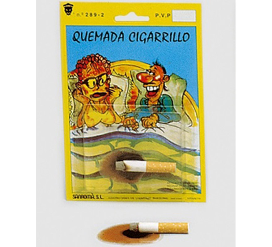 Quemada de un cigarillo. És una pegatina y hace el efecto de una quemada con el cigarro. 