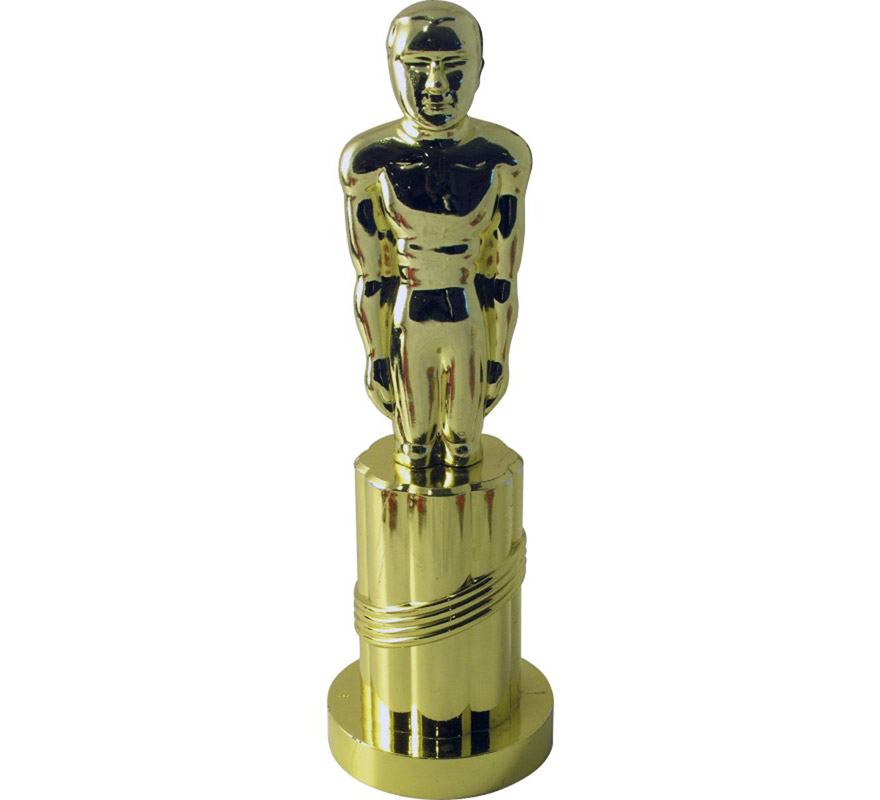 Estatua en forma de Oscar dorado de plástico de 24 cm. Ideal como complemento para el disfraz de Marilyn y el de Estrella de Cine.