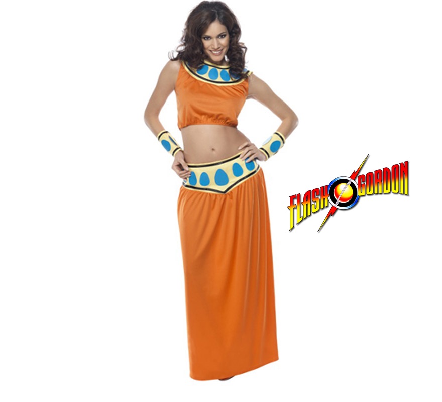 Disfraz de Bailarina Árabe para mujer talla M. Incluye top, falda y muñequeras. Disfraz de Aura de Flah Gordon para chicas.