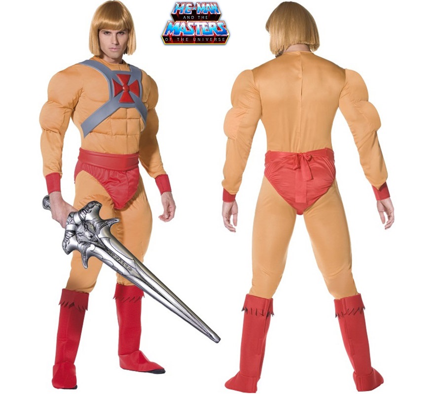 Disfraz de Príncipe He-Man para hombre talla L. Incluye disfraz completo con espada y SIN peluca.