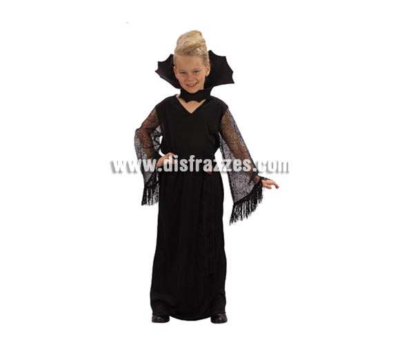 Disfraz de Viuda Negra económico talla de 10 a 12 años. Incluye vestido, cuello y cinturón.