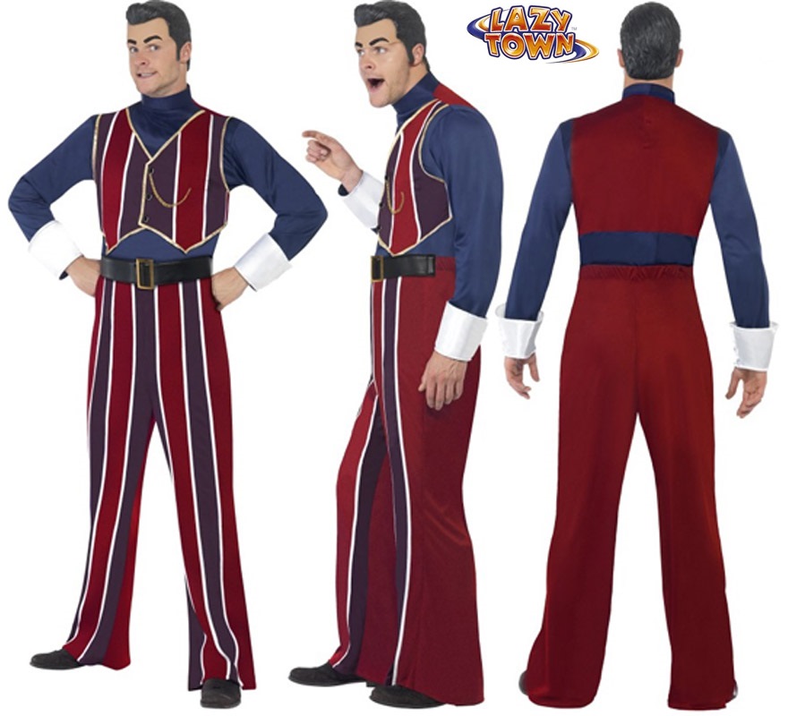 Disfraz de Robbie Rotten de Lazytown de hombre talla M. Incluye camisa, pantalón y casquete.