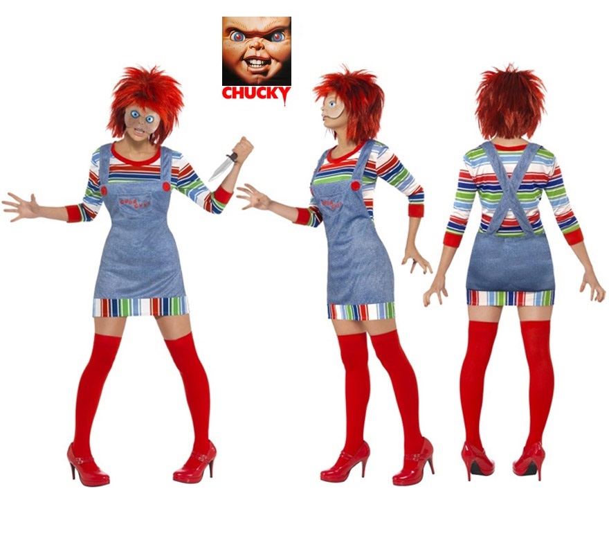 Disfraz de la Novia de Chucky para mujer talla L. Incluye disfraz, máscara y peluca.