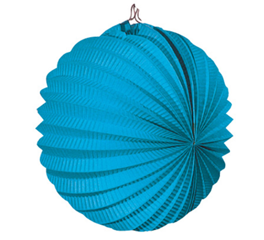 Bolsa de 12 uds. de Faroles azules celeste de 22 cm de diámetro. Precio por bolsa de 12 uds. Ideal para decorar cualquier Fiesta Andaluza, Sevillana o Española. Perfectos para la Feria de Abril.