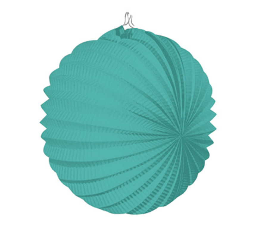 Bolsa de 12 uds. de Faroles verdes agua de 22 cm de diámetro. Precio por bolsa de 12 uds. Ideal para decorar cualquier Fiesta Andaluza, Sevillana o Española. Perfectos para la Feria de Abril.