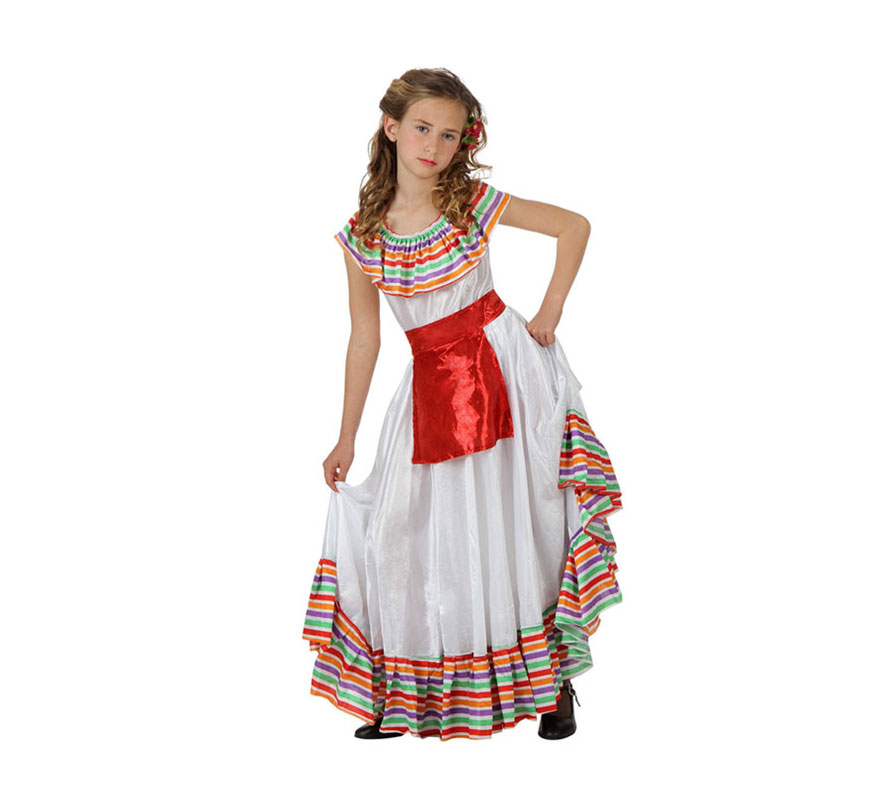 Disfraz de Mejicana para niñas de 10 a 12 años. Incluye vestido con delantal.
