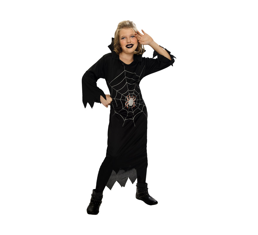 Disfraz de Niña Araña barato para Halloween. Talla de 10 a 12 años. Incluye vestido con cuello y cinturón. Éste disfraz de Halloween es ideal para celebrar la Fiesta de la Noche de las Brujas cada vez más arraigada en nuestro País en Pub's, Discotecas, Casas particulares,  Restaurantes o Colegios y ayudar a crear un ambiente terrorífico y tenebroso indispensable para la Noche de Halloween la cual se celebra la víspera de Todos los Santos.
¡¡Compra tu disfraz para Halloween en nuestra tienda de disfraces, será divertido!!