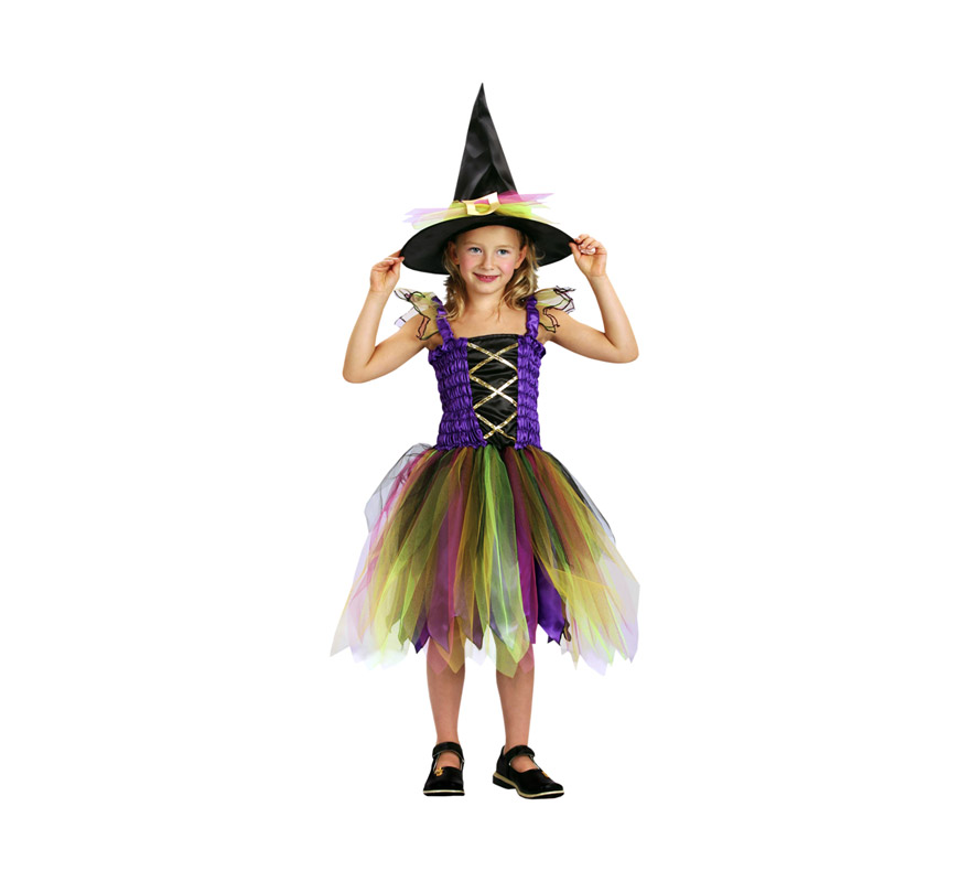 Disfraz de Bruja Hechicera Arco Iris barato para Halloween . Talla de 4 a 6 años. Incluye vestido y sombrero. Éste disfraz de Halloween es ideal para celebrar la Fiesta de la Noche de las Brujas cada vez más arraigada en nuestro País en Pub's, Discotecas, Casas particulares,  Restaurantes o Colegios y ayudar a crear un ambiente terrorífico y tenebroso indispensable para la Noche de Halloween la cual se celebra la víspera de Todos los Santos.
¡¡Compra tu disfraz para Halloween en nuestra tienda de disfraces, será divertido!!
