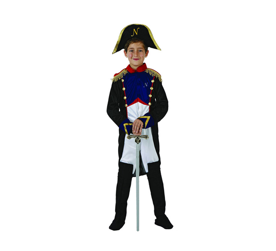 Disfraz de Soldado Francés o General Francés para niños de 3 a 4 años. Incluye traje y sombrero. Espada NO incluida, podrás encontrar en la sección de Complementos.
