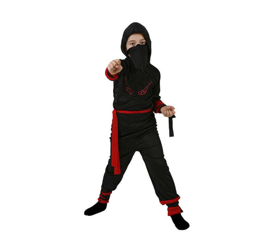 Disfraz de Guerrero Ninja rojo para niños de 5 a 6 años. Incluye disfraz completo.