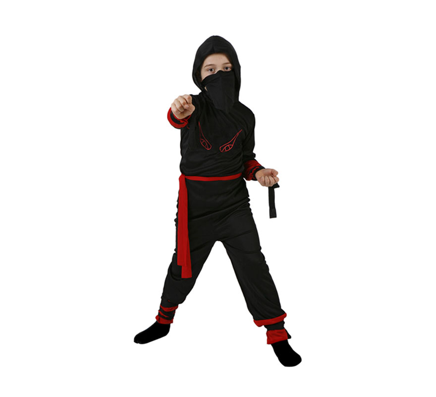 Disfraz de Guerrero Ninja rojo para niños de 7 a 9 años. Incluye disfraz completo.
