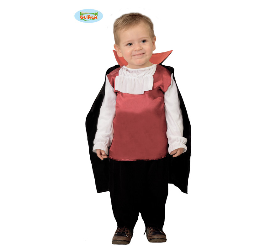 Disfraz de Vampiro o Drácula Baby para niños de 12 a 24 meses. Incluye capa, camisa y pantalón.
