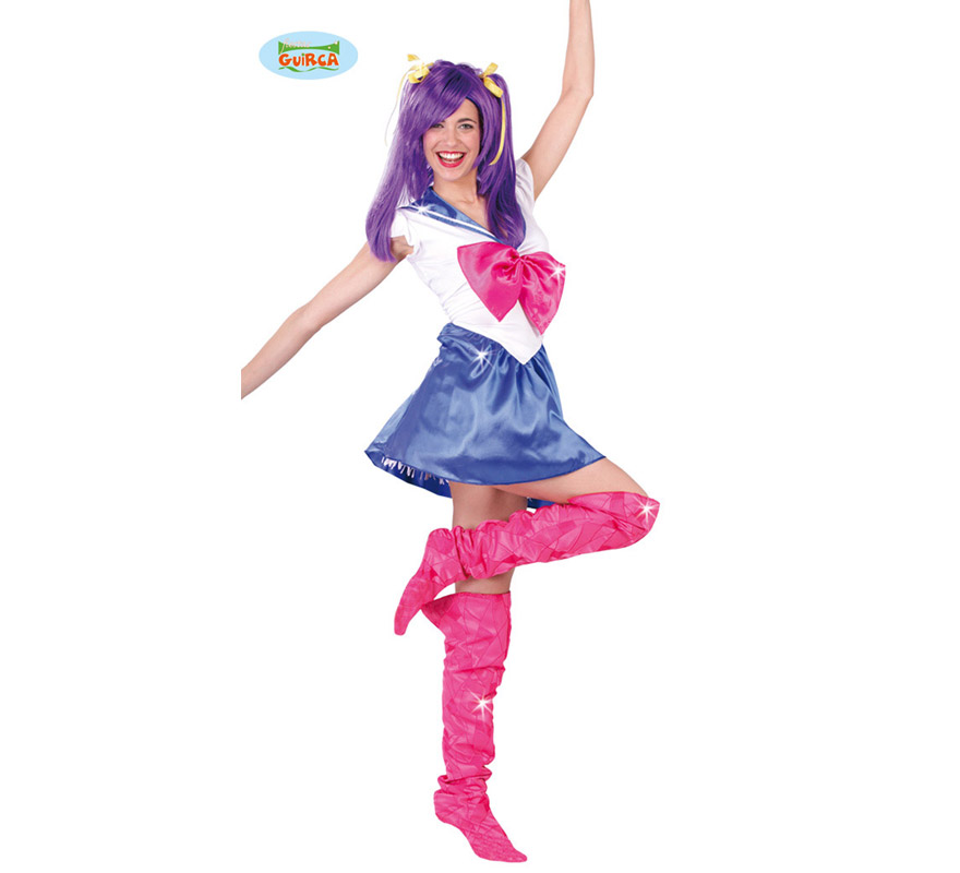 Disfraz de Sailor Girl para mujer adulta. Talla Standar válida hasta la 42/44. Incluye vestido y cubrebotas.