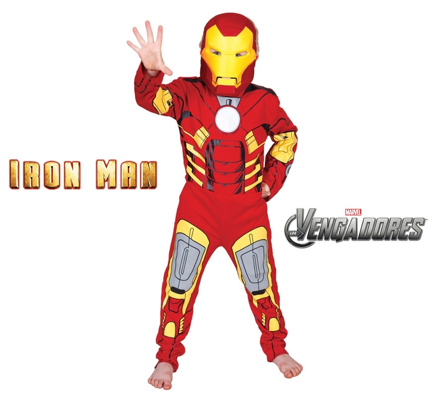 Disfraz de Iron Man Classic para niños de 5 a 7 años. Incluye jumpsuit y máscara de EVA. Disfraz de Licencia MARVEL. Ideal para regalar en Navidad. De la película LOS VENGADORES.
