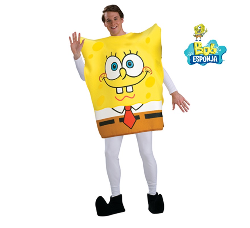 Disfraz de Bob Esponja para adultos. Talla Standar. Incluye disfraz y cubrebotas. Medias NO incluidas.