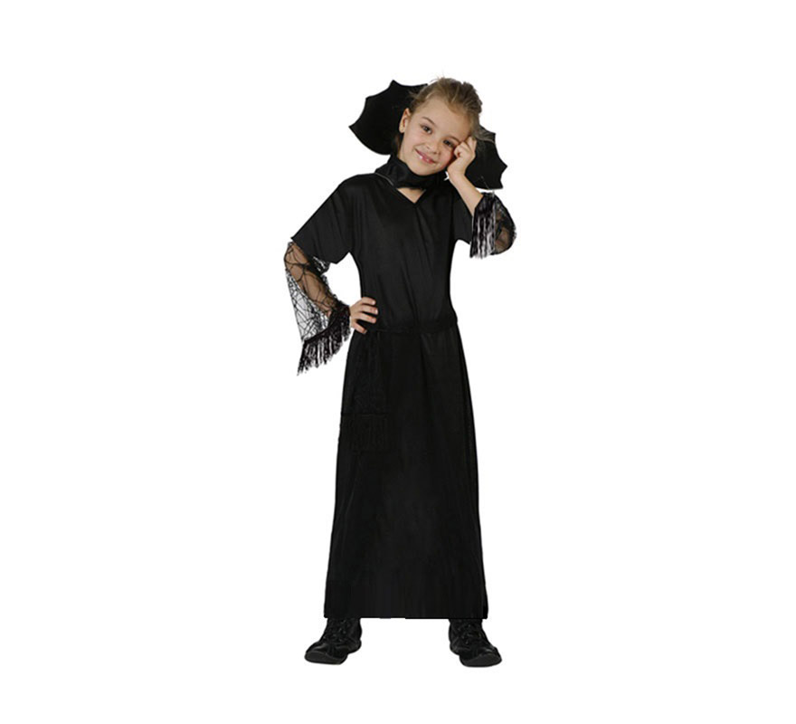 Disfraz de Viuda Negra Económico talla de 4 a 6 años. Incluye vestido, cuello y cinturón.
