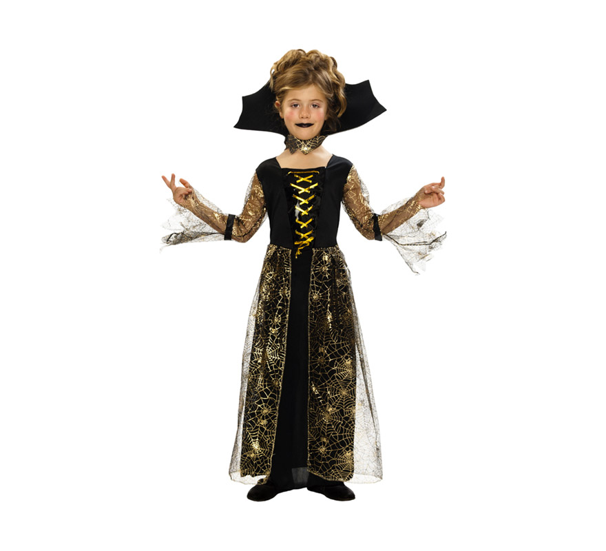 Disfraz de Dama Arácnida con Telarañas barato para Halloween. Talla de 5 a 6 años. Incluye vestido y cuello. Éste disfraz de Halloween es ideal para celebrar la Fiesta de la Noche de las Brujas en Pub's, Discotecas, Casas particulares,  Restaurantes o Colegios y ayudar a crear un ambiente terrorífico y tenebroso indispensable para la Noche de Halloween la cual se celebra la víspera de Todos los Santos.
¡¡Compra tu disfraz para Halloween en nuestra tienda de disfraces, será divertido!!
