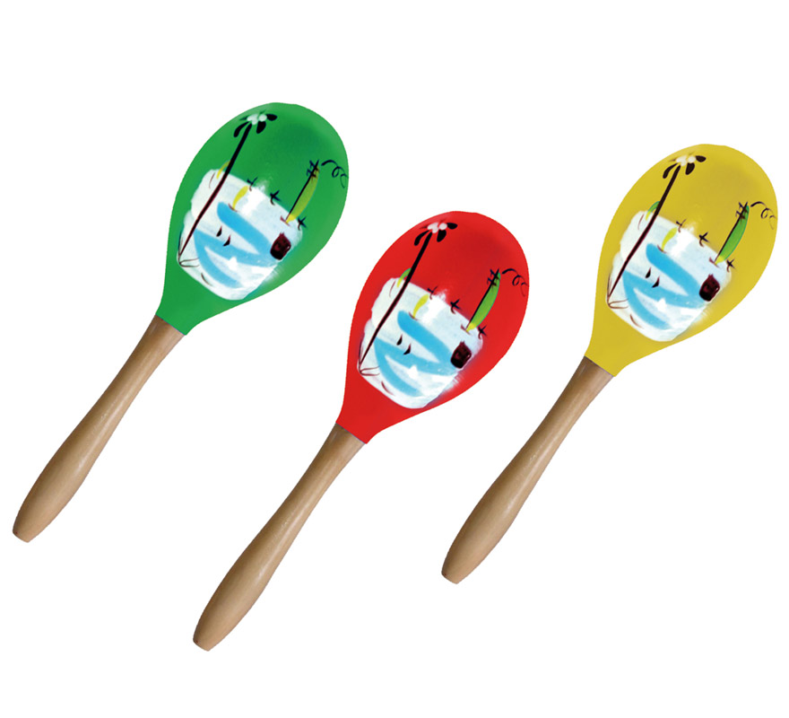 Maraca de madera de calidad ideal para disfraces Brasileños, Caribeños o Rumberos. Medidas orientativas del embalaje 20x6cm. Precio por unidad. Se venden por separado.
