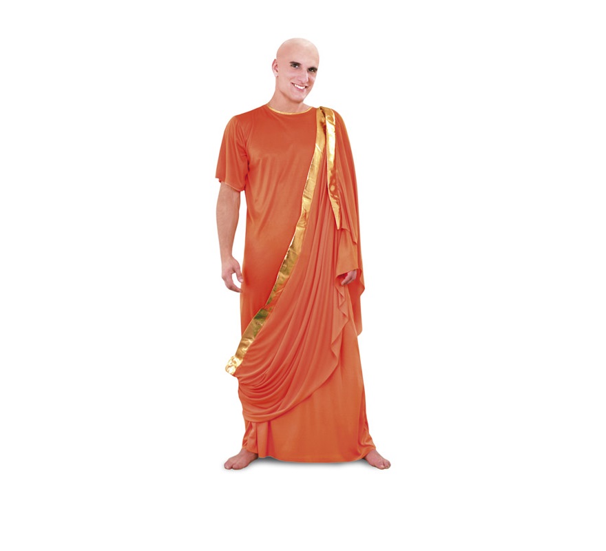 Disfraz de Monje Tibetano adulto. Disfraz de Hare Krishna, Buda o Budista. Talla standar M-L 52/54. Calva NO incluida, podrás verla en la sección Pelucas.