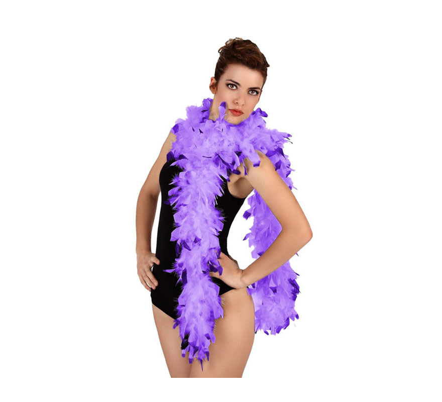 Boa bicolor púrpura de plumas de 45 gr. Ideal para tu disfraz de Charlestón o Caberet. También para Despedidas de Soltera.