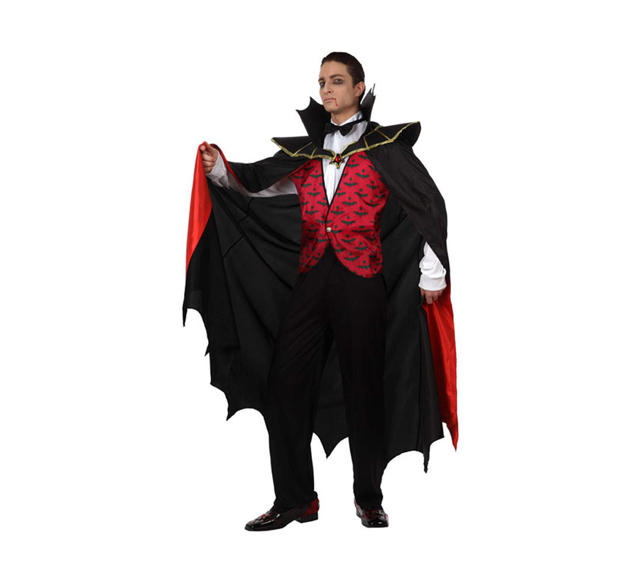 Disfraz de Vampiro rojo para hombre Talla Standar M-L 52/54. Incluye disfraz completo.