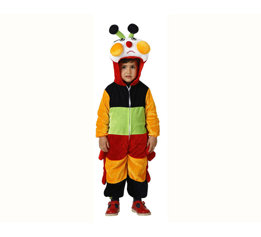 Disfraz de Oruga multicolor para niños de 5 a 6 años. Incluye disfraz completo.