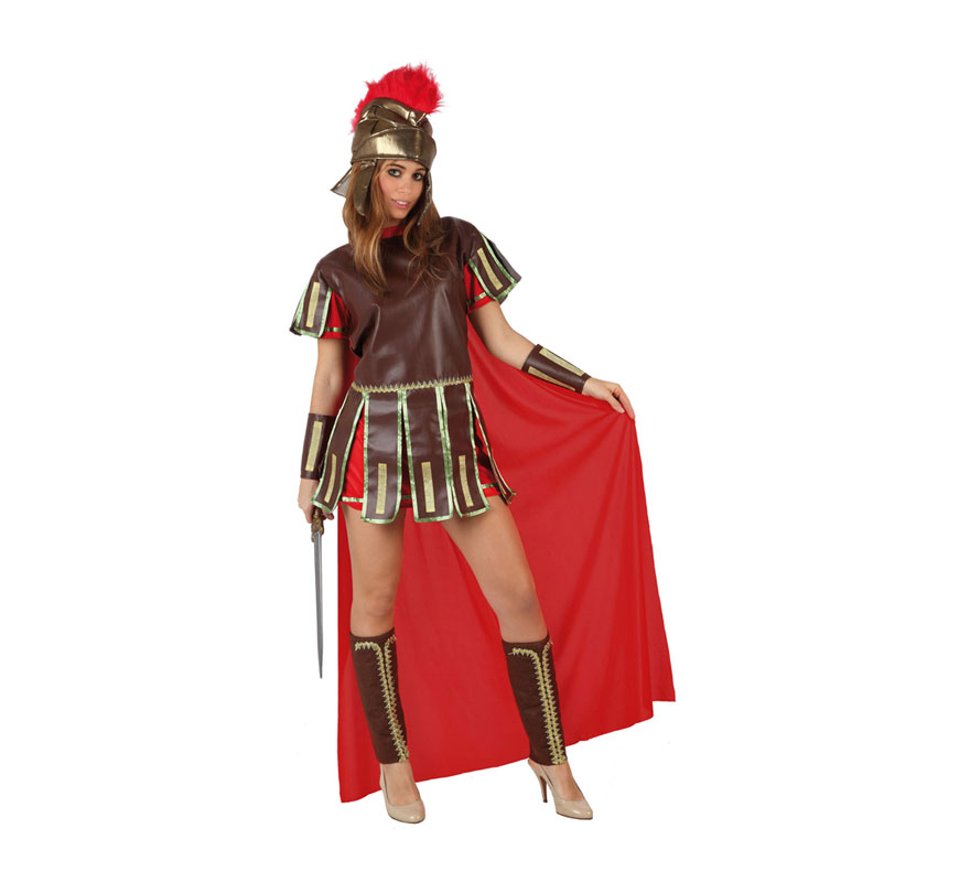 Disfraz de Guerrera Romana Sexy para mujer. Talla 3 ó talla XL = 44/48. Incluye casco, túnica con capa, muñequeras y espinilleras.