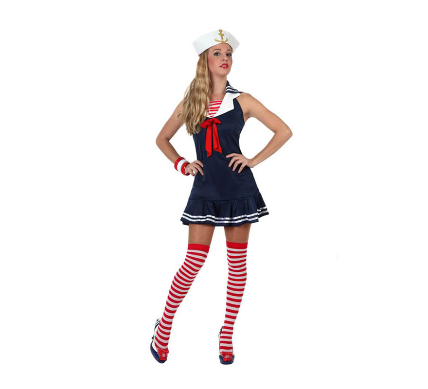 Disfraz barato de Marinera sexy para mujer. Talla 3 ó talla XL 44/48. Incluye vestido y gorro.