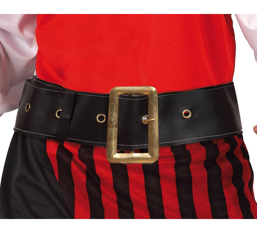 Cinturón de Pirata o de Papá Noel con hebilla dorada. También sirve como cinturón para el disfraz de Enterrador en Halloween.