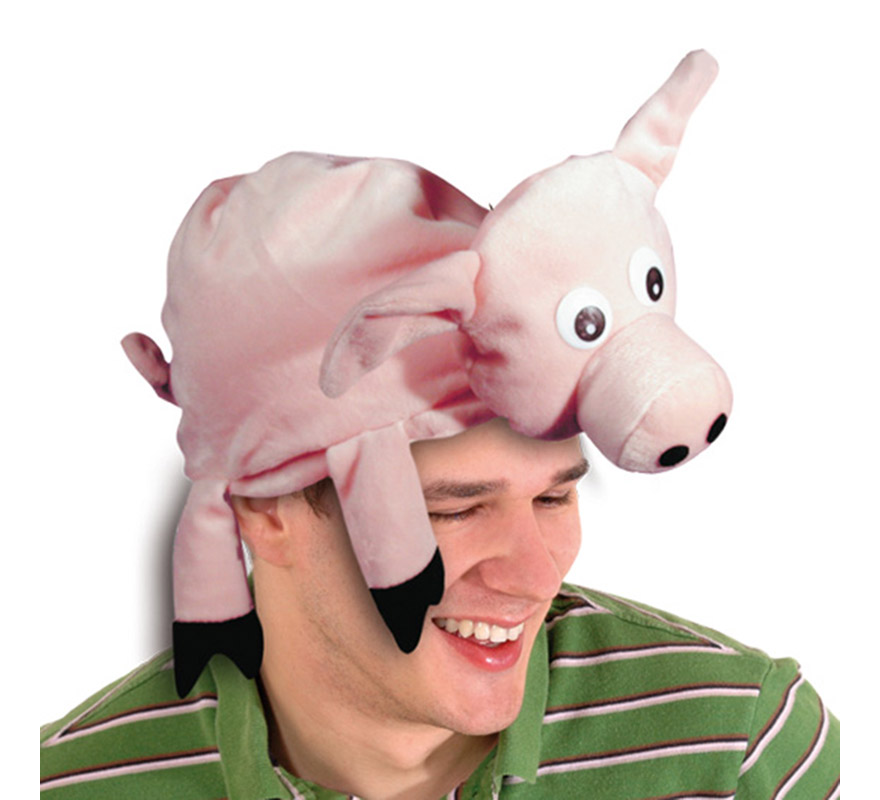 Gorro de Cerdito de 58-60 cm de diámetro. Gorra son forma de Cerdo muy original y divertida.