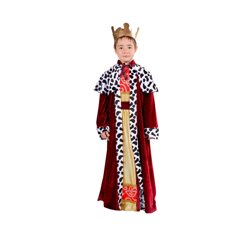 Disfraz de Rey Mago Melchor infantil. Alta calidad. Hecho en España. Disponible en varias tallas. Corona incluida. Traje de Rey Mago para niños, ideal para teatros del colegio en Navidad.