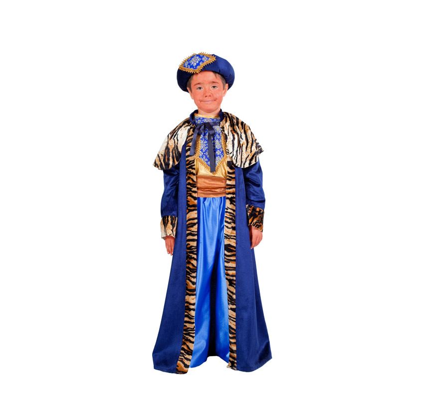 Disfraz de Rey Mago Baltasar infantil. Alta calidad. Hecho en España. Disponible en varias tallas. Turbante incluido. Traje de Rey Mago para niños, ideal para Colegios en Navidad.