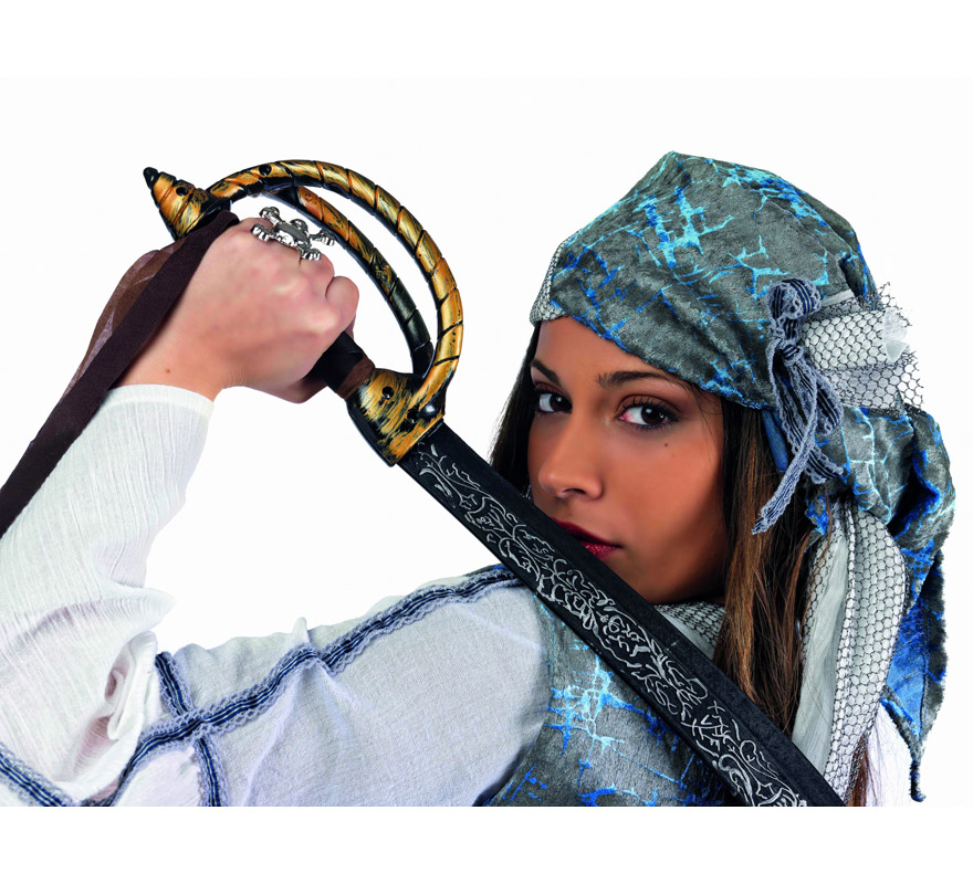 Disfraz de Corsaria Pirata Superluxe mujer. Alta calidad, hecho en España. Disponible en varias tallas. Incluye vestido, chaleco y pañuelo. Espada No incluida, podrás encontrarla en nuestra sección de Complementos.