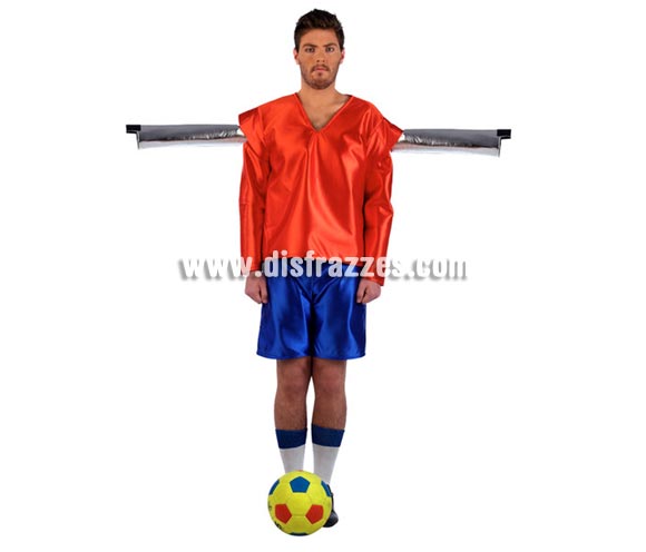 Disfraz de muñeco de Futbolín Deluxe para hombre. Alta Calidad, hecho en España. Disponible en varias tallas. Incluye camiseta, pantalón, calcetines y tubo. Balón No incluido.