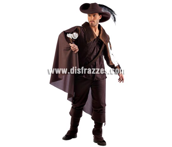 Disfraz de Mosquetero Don Diego Medieval Deluxe. Alta calidad, hecho en España. Disponible en varias tallas. Incluye casaca, capa, pantalón, gorro y cubrebotas.