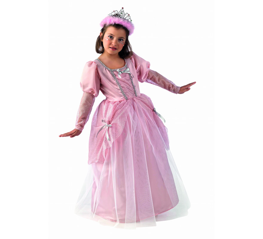 Disfraz de Princesa Rosa Deluxe para niña. Alta calidad, hecho en España. Disponible en varias tallas. Incluye vestido. Tiara NO incluida, podrás encontrarla en nuestra sección de Complementos.