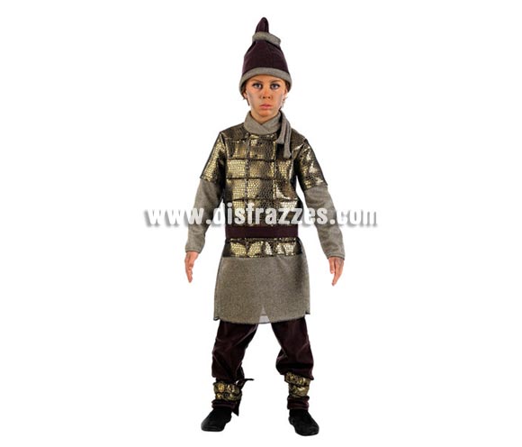 Disfraz de Guerrero Xian Deluxe para niño. Alta calidad, hecho en España. Disponible en varias tallas. Inlcuye casaca, pantalón, cinturón y gorro.