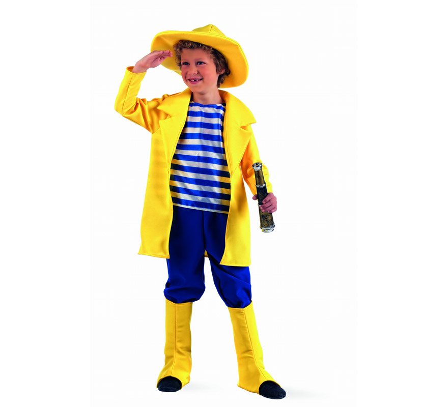 Disfraz de Pescador Deluxe para niño. Alta calidad, hecho en España. Disponible en varias tallas. Inlcuye chaqueta con camisa, pantalón, cubrebotas y sombrero. Catalejo NO incluido, podrás encontrarlo en nuestra sección de Complementos. Disfraz del famoso Capitán PESCANOVA.