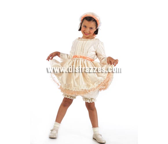 Disfraz de Muñeca Catalina Deluxe para niña. Alta calidad, hecho en España. Disponible en varias tallas. Incluye vestido, pololos y diadema.