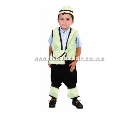 Disfraz de Pastor económico talla de 1 a 2 años. Incluye gorro, chaleco, zurrón y polainas. 