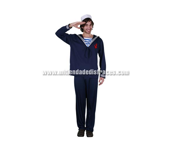 Disfraz de Marinero adulto. Talla única 52/54. Incluye camisa y pantalón. 
