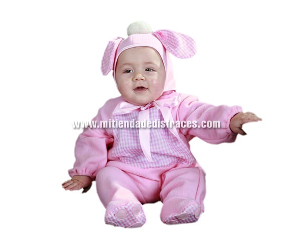Disfraz de Perrito Rosa para Bebés. Talla de 6 a 12 meses. Incluye mono y gorrito.